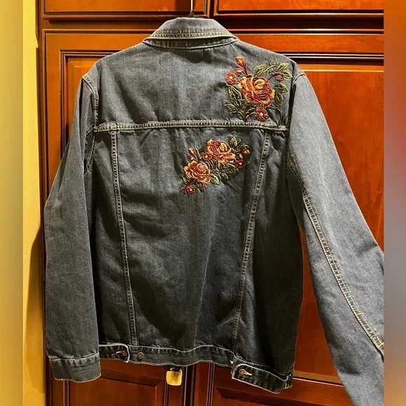 The SkyLine Collection Denim Jacket Embroidered Floral Size XL - Picture 7 of 12